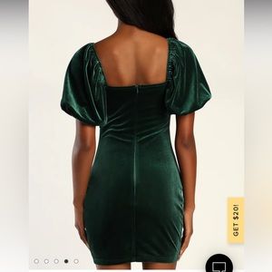Move Maker Emerald Green Velvet Puff Sleeve Bodycon Mini Dress from Lulus.